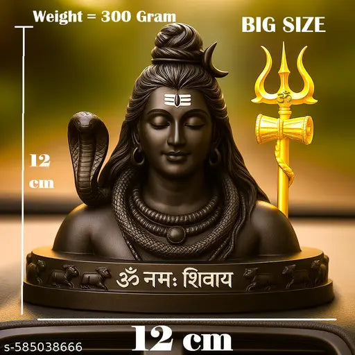 Shiva Idol | Adiyogi Idol Mahadev Statue | Premium Shiv Idol for Car Dashboard, Mandir Puja, Home Decor & Office Table | Mahakal Idol Bholenath Murti | Resin Statue with Trishul & Vasuki Snake | Handcrafted Shiv Idol for Gift, Worship, Meditation & Decor