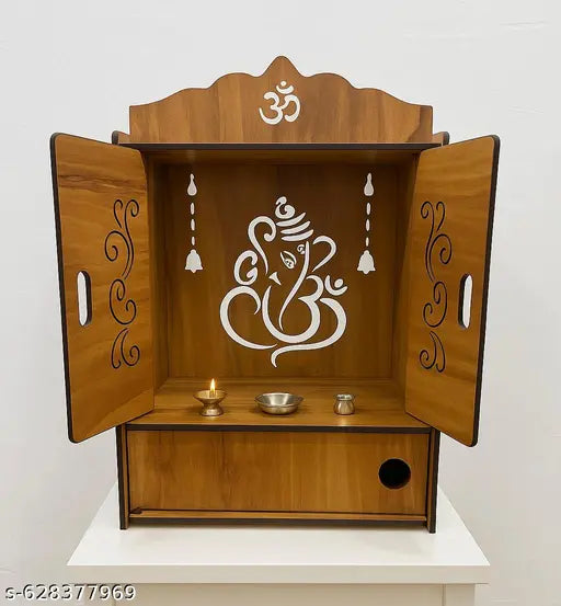 Pooja Mandir,  Home Temple, Mandir , Wooden Temple, Door Temple. Wooden Temple with Door