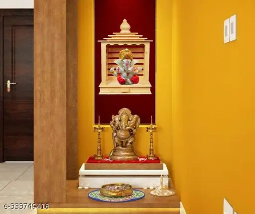 SIZE MEDIUM  10x15x4.5 Inches Beautiful Handcrafted Decorative Wall Mandir/Temple For Mutlipurpose Use.