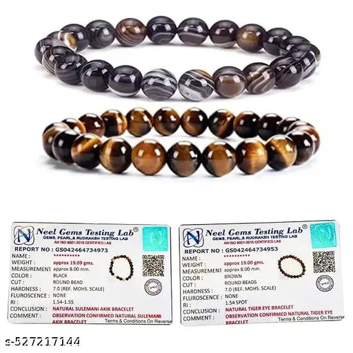 Tiger Eye & Sulemani Akki Bracelet Combo – Protection, Confidence & Spiritual Growth
