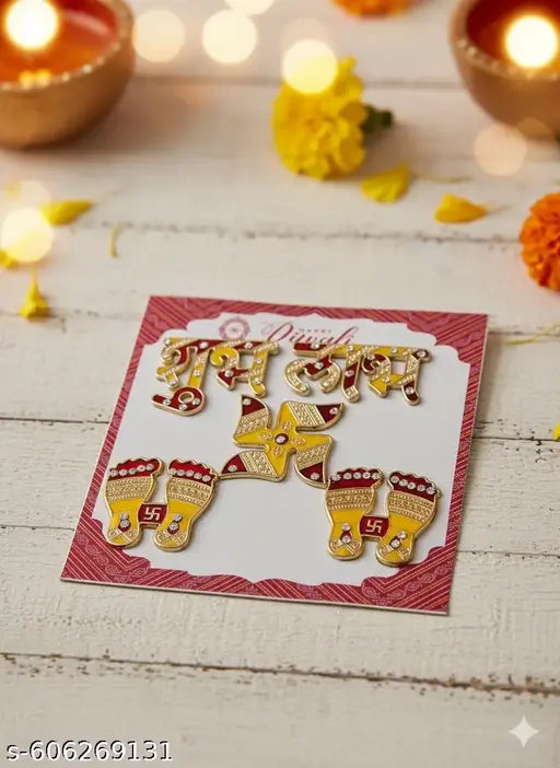 4 in 1 Diwali Decoration for Home & Offices | Candles, Shubh Labh Stickers, Rangoli and Door Hanging