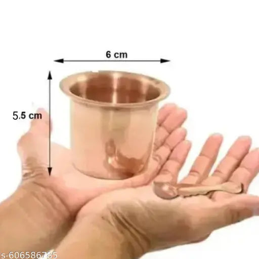 Pure Copper Panchpatra with Aachmani. 5.5 for Pooja uses