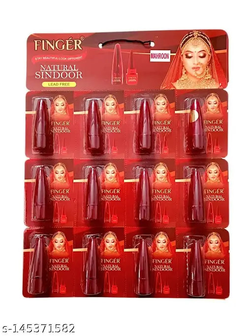 Finger Stick Sindoor - Maroon (12 Pcs)