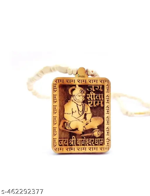 Trending stylish new hindu religious wooden Hanuman bajarangBali Bala ji locket with tulshi mala kanthi mala chain pandent Necklace for boys/men and girls/women
