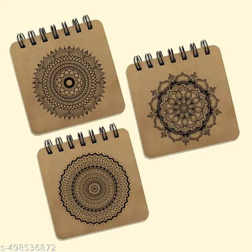 PaperO Pocket Size Sketch Book | 140 GSM | (10.5 x 10.5 cm) | Pack of 3 | 40 Sheets Each | Wiro-Bound | Ideal for Quick Sketches, Doodles, and Travelers | Mandala