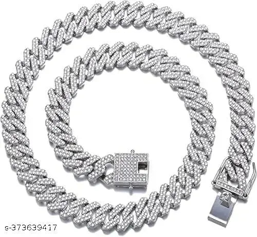 Mc Stan Chain Cuban Link Chain for Men Women girls gents Miami Necklace Iced Cubic Zirconia diamond chain Sterling Silver Chains Long Stainless Steel Ice Rhinestone Hip hop Stylish Rapper