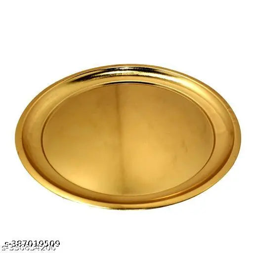 Sanskaari | Diwali Combo Set Metal Pooja Thali Set with Incense Holder and Laxmi and Ganesha Idol for Diwali Pooja | Diwali puja Items. Color - Golden