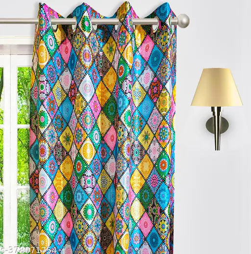 KANUSHI Industries® 1 Pieces Washable Polyster Eyelet Window Curtain Set (CUR-DIG-B-5FEET-1PCS)…