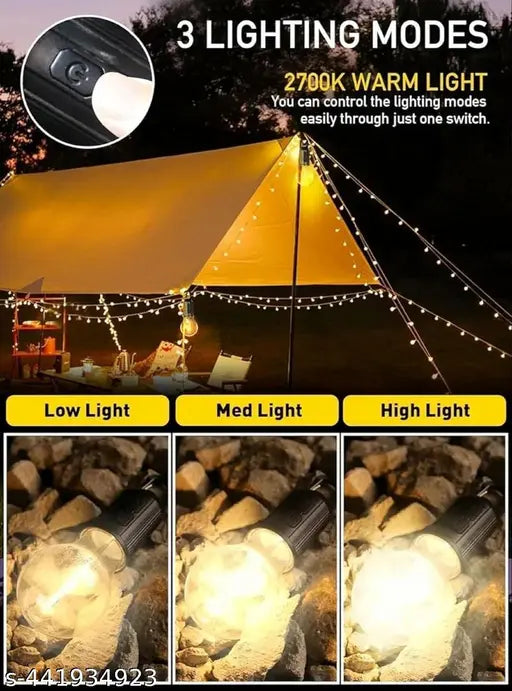 Rechargeable LED Light Bulb, Waterproof LED Tent Lights with USB Cable, 3 Modes Camping Lantern, Hanging Lamp for Hiking, Emergency, Camping, Household, & Car Repairing. (Pack of 2)
