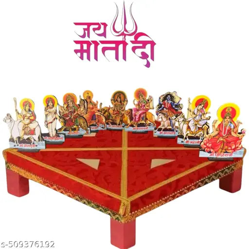 Navdurga set made up of mdf for navratri festival for decoration in office Home and temple  set of 9 pieces navratri special (MDF) 4 inch