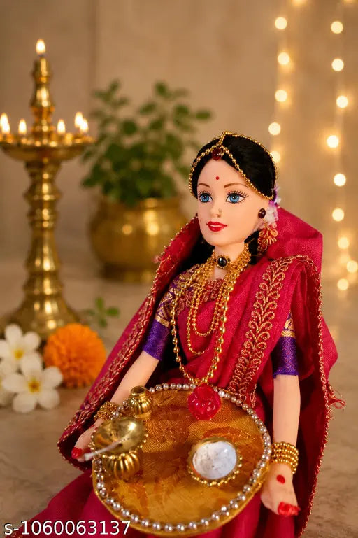 Traditional Tulsi Vivah Doll | Pooja Decoration Doll | Handmade Decorative Doll for Home & Festival Decor