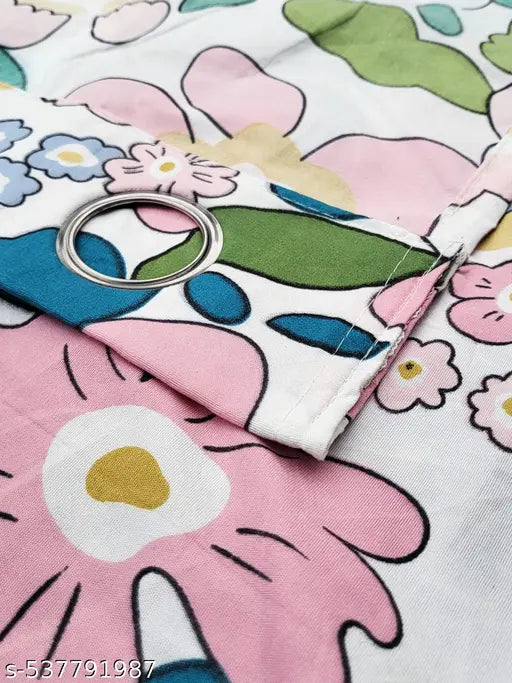 ANA Set of 3 7 Feet Door Curtain Cotton Eyelet Premium Curtain for Door, Multicolor, Decorative, Bedroom, Balcony 3pcs set