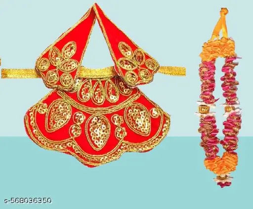 Lepax Navaratri special dress for MATA Rani Poshak, Maa Lakshmi, Durga Maa Saraswati, Radha Rani Poshak Having Beautiful Lehenga Chunni & Choli. Mata Rani dress And Mala No.1 (Pack of 1)