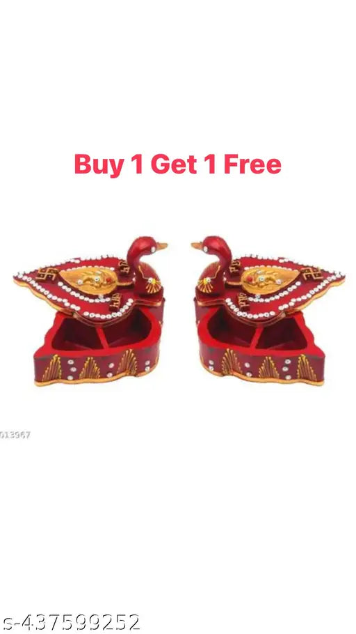 Two unbreakable handmade beautiful kumkum box for pooja sindoordani chopra for mandir Chandan Roli Tika Chopda Set/Chawal Akshat Haldi Dibbi/Kumkum Holder Chopda