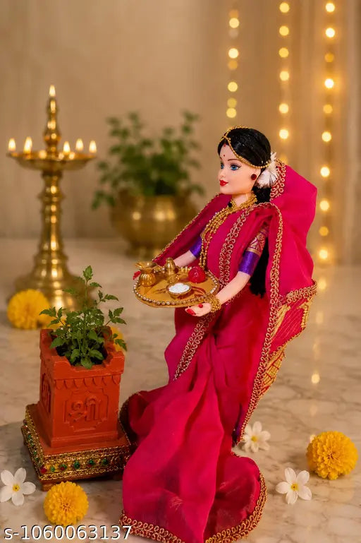 Traditional Tulsi Vivah Doll | Pooja Decoration Doll | Handmade Decorative Doll for Home & Festival Decor