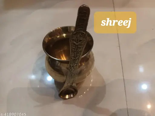Original brass panch patra with spoon is very helpful  for every puja