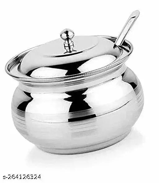 Combo Of 3 , Multicolor Dinner Marbel Spoon Set Of 6, Stainless Steel Ghee Pot With Lid And Spoon (250ml) Chees Greaterl