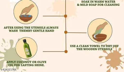 AS ENTERPRISES Classic 5 Pcs Wooden Utensil Set | Non-Stick Cookware Safe | Lightweight, Durable & Handcrafted Kitchen Tools