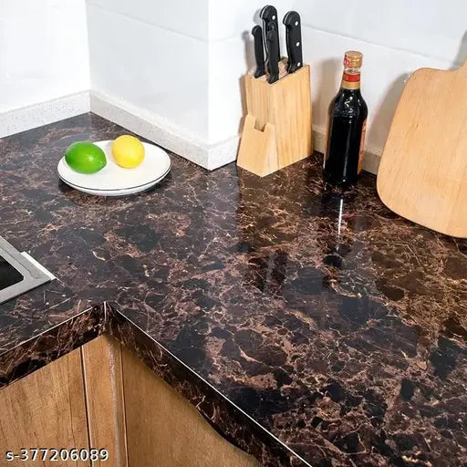 Brown Black Marble Wallpaper Peel and Stick Wallpaper Self Adhesive Decorative Vinyl for Furniture Decorate Removable Cleanable Countertop Bathroom Thick Shelf Liner (Brown 60X200 pack of 1pcs).