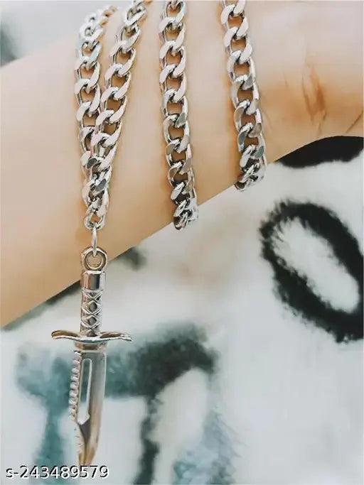 Classy Men Silver Silver Plated Chain With Pendant (Pack-1)