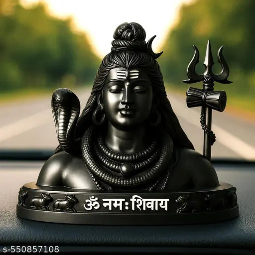 Lord Shiva Idol with Trishul, Nandi & Damru | Divine Bholenath Mahakal Murti for Home Temple | Antique Adiyogi Statue for Gift & Decor | Hindu God Figurine for Pooja Room | Elegant Shivling Showpiece for Spiritual Gifting