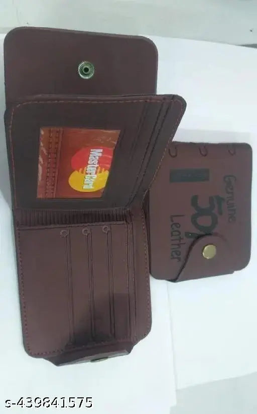 Combo Designer Brown Artificial Leather Two Fold Wallet With Belt For Men Pack Of 2