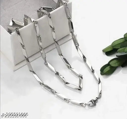 Stainless Steel Rice Chain for Men and Boys (Silver) Stainless Steel Chains