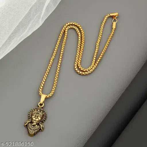 Divine Gold-Plated Lord Hanuman Pendant with Chain – Powerful Spiritual Necklace for Men & Women