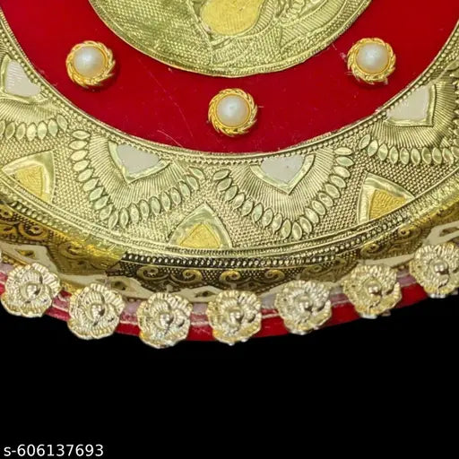 Decorative Handicraft Pooja Thali with Ganeshji Design | Traditional Puja Plate with Bowls for Festival, Diwali, Wedding | Decorative Puja Aarti Thali / kanku chockha plate/ kumkum plate