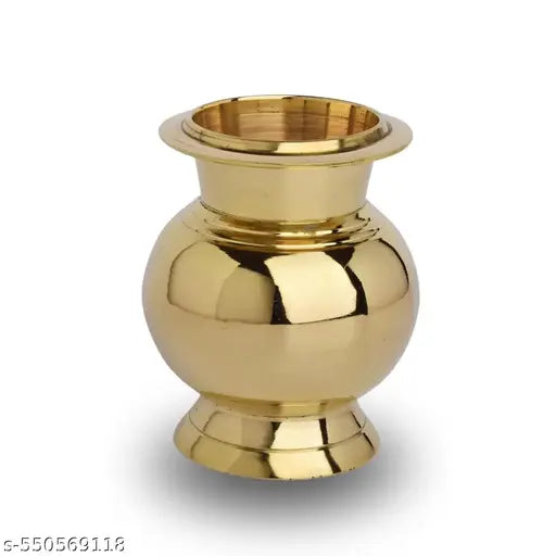 Brass Kalash (Heavy) - Sacred Hindu Water Pot for Puja, Home Decor, Wedding, Festivals, Daily Worship, and Spiritual Rituals