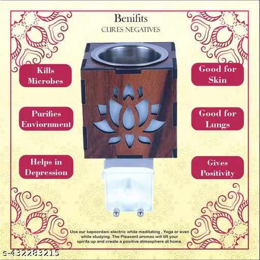 Zuper Kapoor Dani Electrical Camphor Diffuser Glass with On/Off Switch to Toggle Between Burner and Lamp