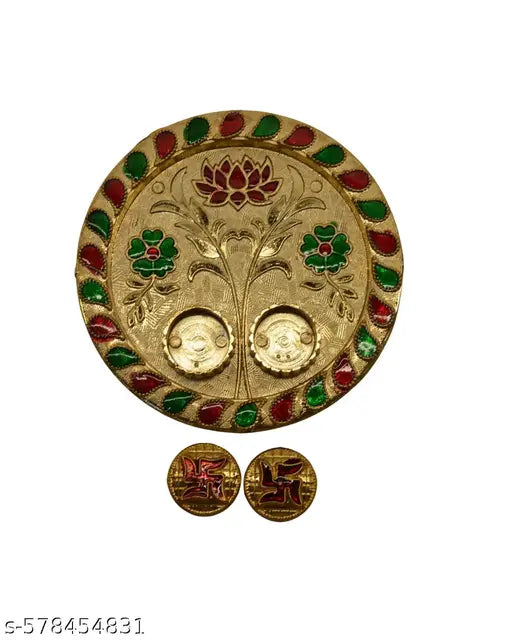 Traditional 4.5 Inch Pooja Thali | Round Aarti Plate