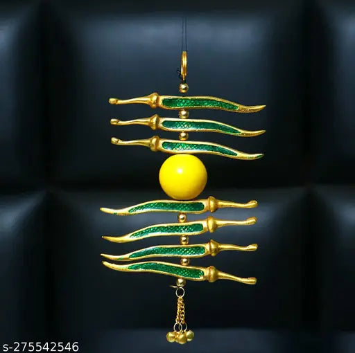 PAYSTORE Metal Hanging Nimbu Mirchi for Good Luck Najar Battu Evel Eye Protection