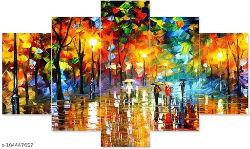 Set Of 5 Modern Art Wall Painting With Frame For Home Decoration , Living Room Office , Hotel (76 X 45 CM ) Multicolor , Theme : Religious