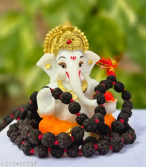 ShivShakti Store 3×2 inches hand printed ganesha idol for car dashboard Marble dust ganpati murti for house warming office desk elegance pooja Item for your loved once