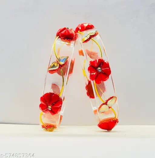 New latest red colors borocil kangan 2 pcs set for women's and girls