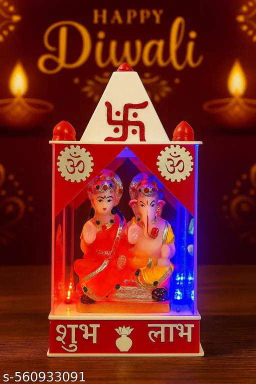 Glowing "Lakshmi Ganesha LED Murti" for Festive Decoration – Temple Decor Showpiece, Ideal for Housewarming Gifts, Diwali Essentials & Cultural Home Decor