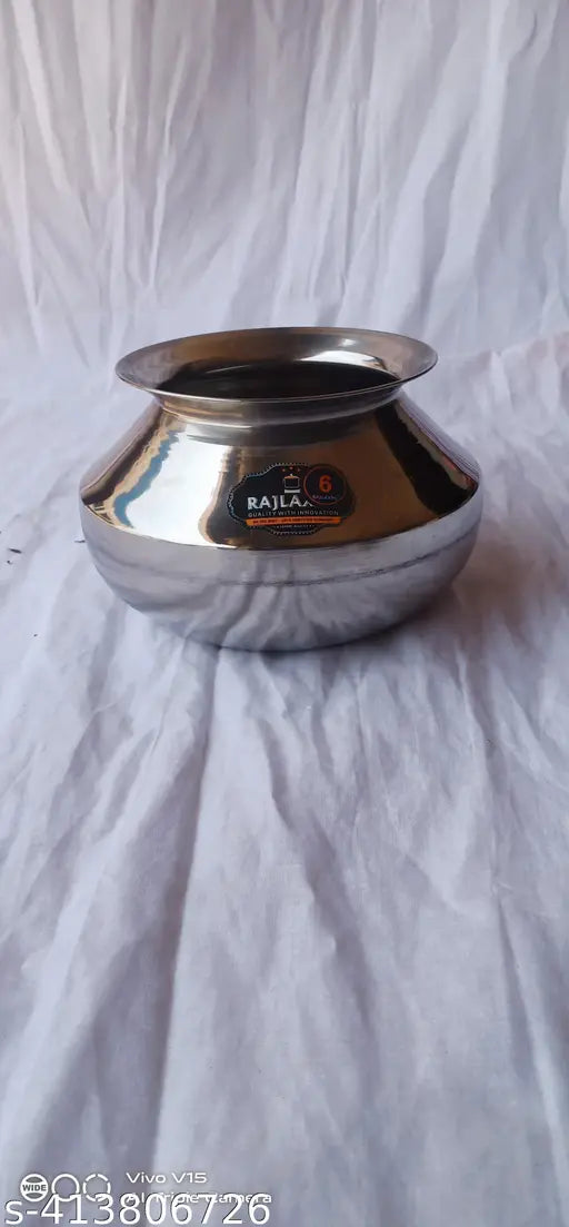 Stainless Steel Heavy Base Sipri Dekchi Handi Bhagona Cooking Degchi for Home and Kitchen 6 N