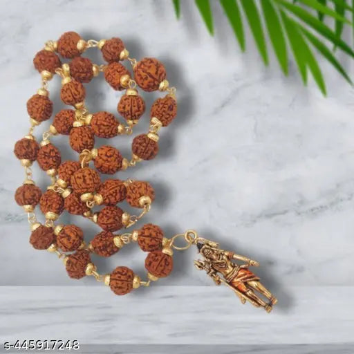 Most Beautiful Dotted Locket Pendant With 5 Mukhi Rudraksha Mala Model_Number_AQ0Z216