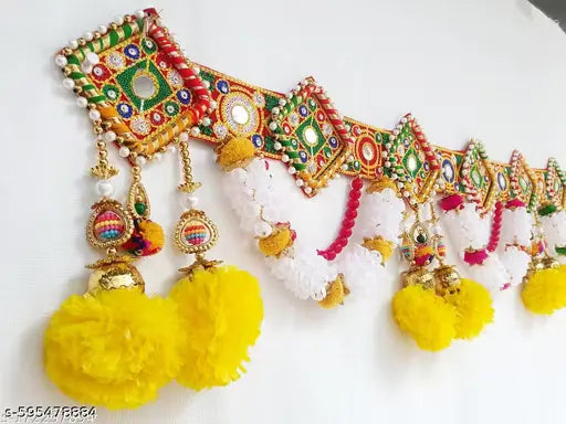 Heny Craft Kutchi Vintage Traditional Multi Zula Pearl Plastic Beads Handmade Door Hanging/Bandarwal/Toran for Door, Traditional Bandarwal for Door.