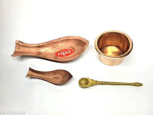 Combo of Kosa Kusi & Traditional Indian Pancha Patra Udharini with Achmani Tableware - Pooja Accessory Set