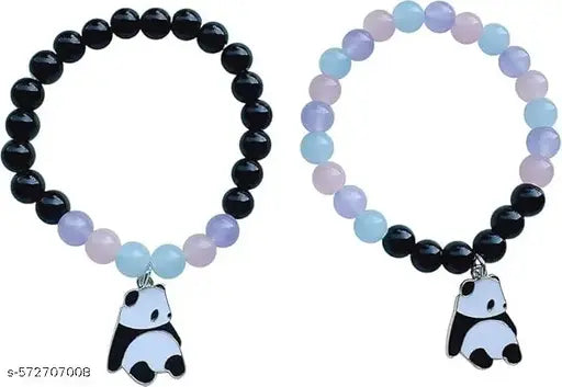 Unisex Fashion Jewellery Adjustable Multi Style Panda Combo Crystal Stone Beads Bracelets For Women;Girls ;Boys;Men (Pack Of 2)