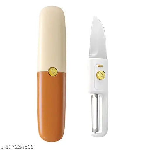 2 in 1 Multifunctional Stainless Steel Fruit Knife Peeler, Vegetable Peeler with Knife Julienne Peeler, Multi-Color Fruit and Vegetable Dual-Use Knife,Portable Peeling Fruit Peeler