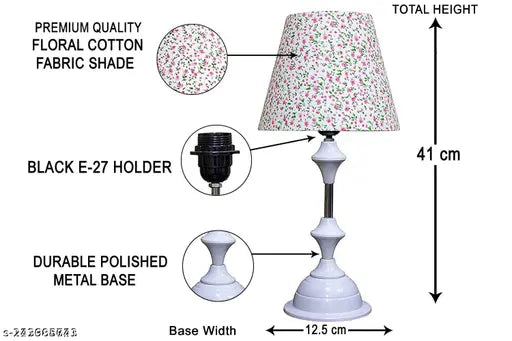 Aswal Handcrafted White Floral Shade Table Lamp – 8 Inch