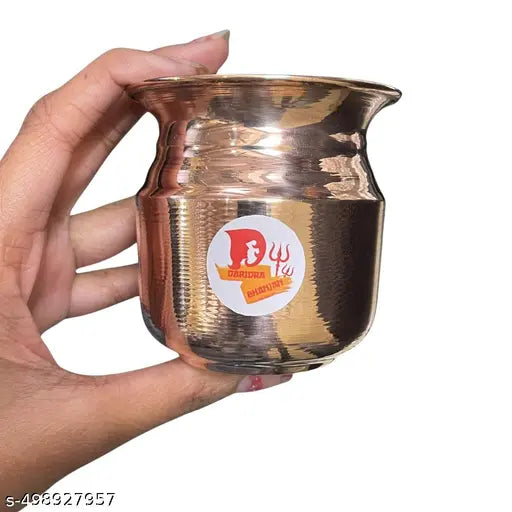 ELITETOUCH Brass Pooja Plate Thali with copper kalash lota  (Gold , copper ) 6inch om plate fir pooja samagri Small Kalash for Puja