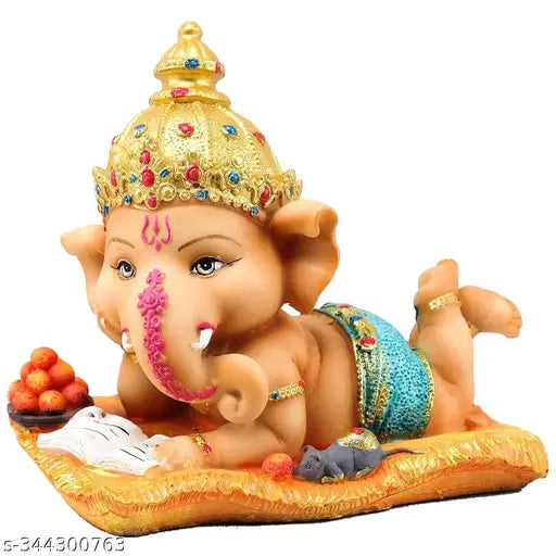 HC VILLA - Ganesh Idol for Home Décor & Decorative Ganesha Statue for Decoration and Office Gift Item (16 cm X 12.9 cm)