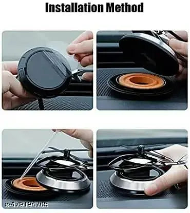 Solar Powered Car Perfume Diffuser/Dispenser | Helicopter Design, Auto Rotation Fan | For Car Dashboard with Perfume liquid & Organic Fragrance - (Black color Pack of 1)