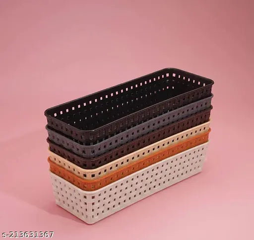 6 Multipurpose Desk Organizer/ Tray Office Drawer Dividers Storage /Craft Basket Rack Multicolor (Dimensions = 23.2 cm x 8.5 cm x 5 cm)