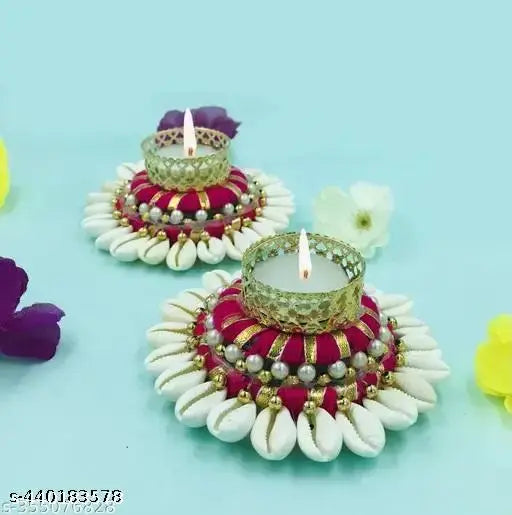 Gadinfashion™ Handmade Diya Tealight Candle Holder For Diwali, Home Decoration , Office Decoartion Color-Rani Pink, Pack_02