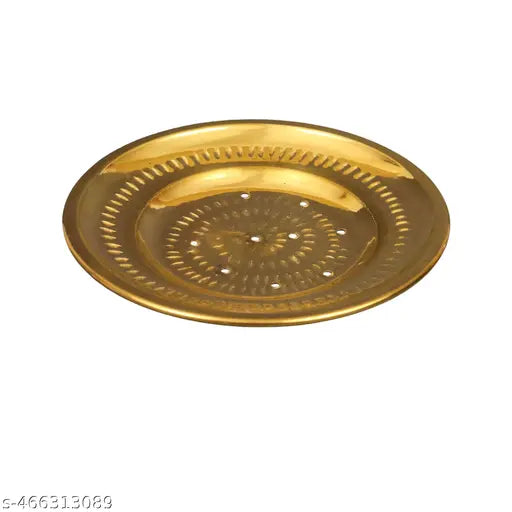 Putrika Traditional Handcrafted Brass Utensil Pongal Pot Sipple Plate|Cookware|Sankranthi Festival|Plate with Holes(Small Sipple Plate)